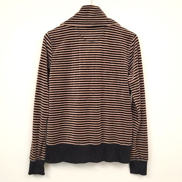 Calvin Klein Jacket Women's Large Brown Performance Quick Dry Striped Velour - Picture 3 of 9